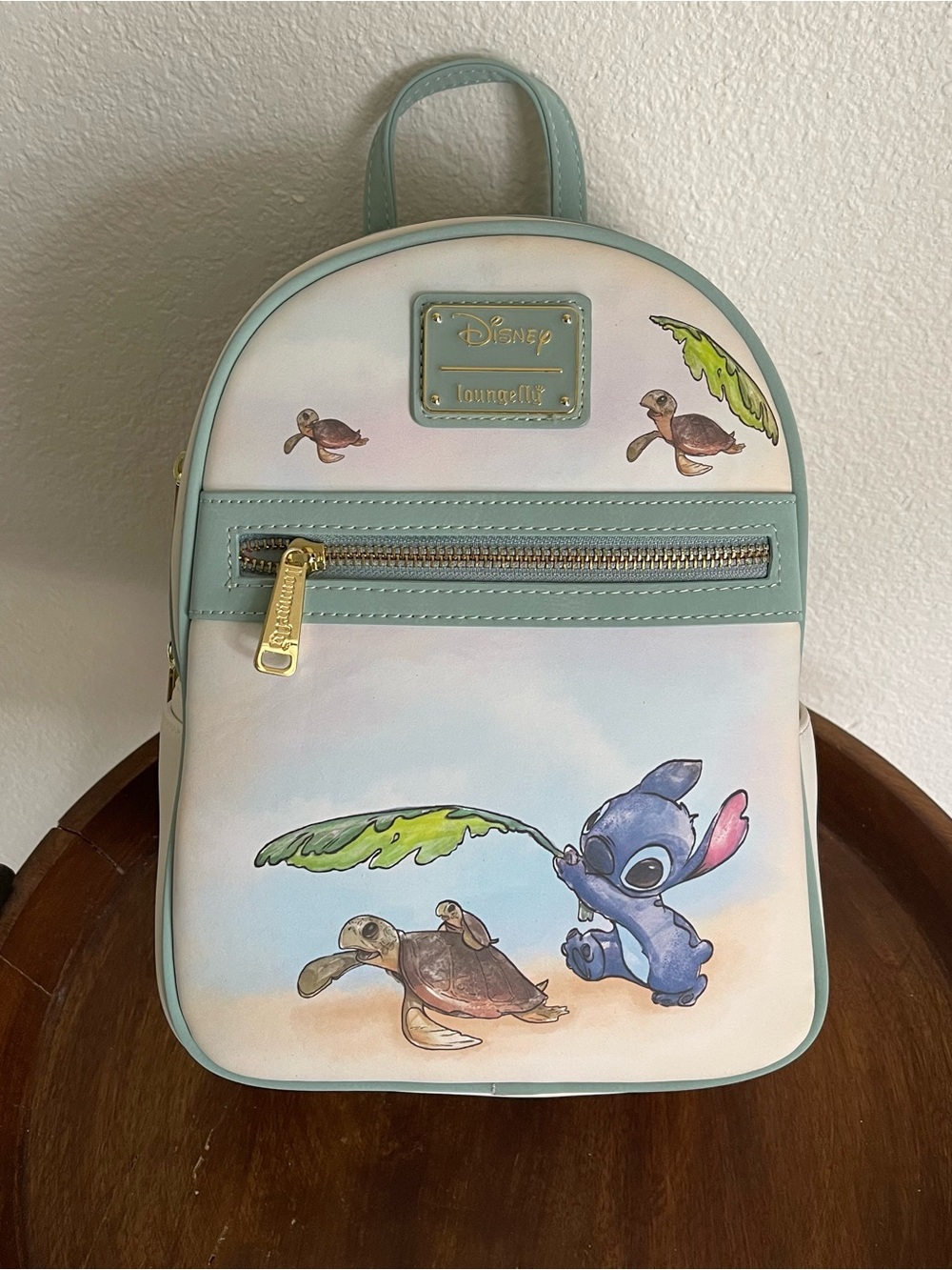 Loungefly Pastel Blue Stitch & Sea Turtle Mini Backpack